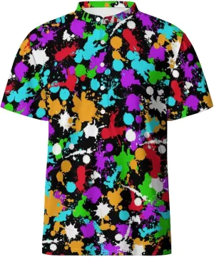 Hawaiian Mens Henley Polo Shirts Short Sleeve Quick Dry Funny Print Casual Collarless Golf Shirts for Men