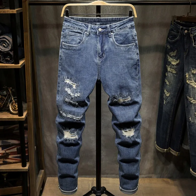 West Louis Distressed Ripped Hip Hop Style Denim Jeans