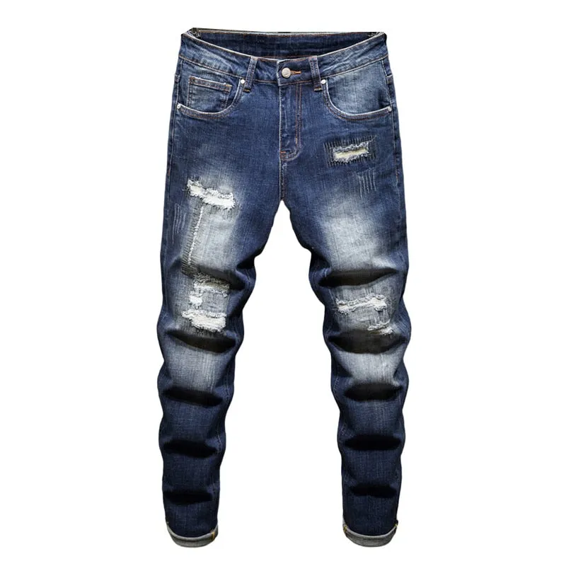 West Louis Distressed Ripped Hip Hop Style Denim Jeans
