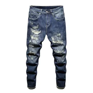 West Louis Distressed Ripped Hip Hop Style Denim Jeans