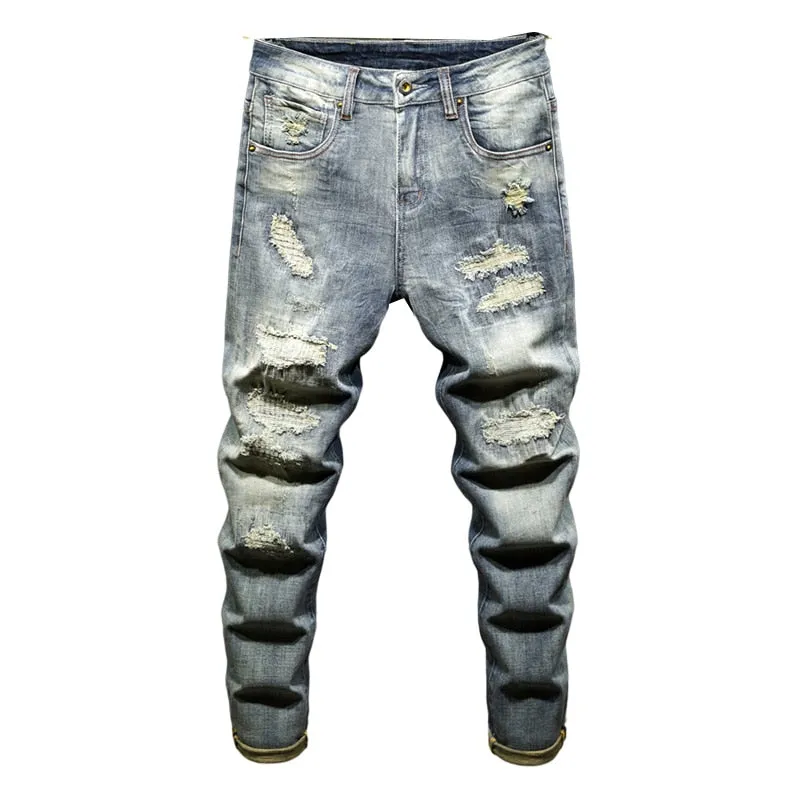 West Louis Distressed Ripped Hip Hop Style Denim Jeans