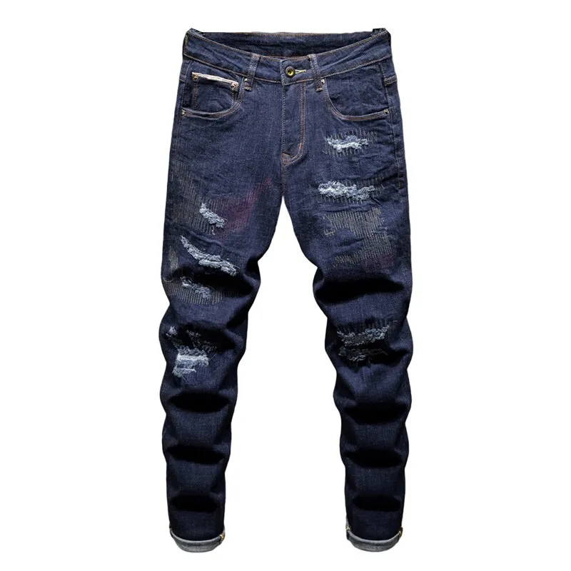 West Louis Distressed Ripped Hip Hop Style Denim Jeans