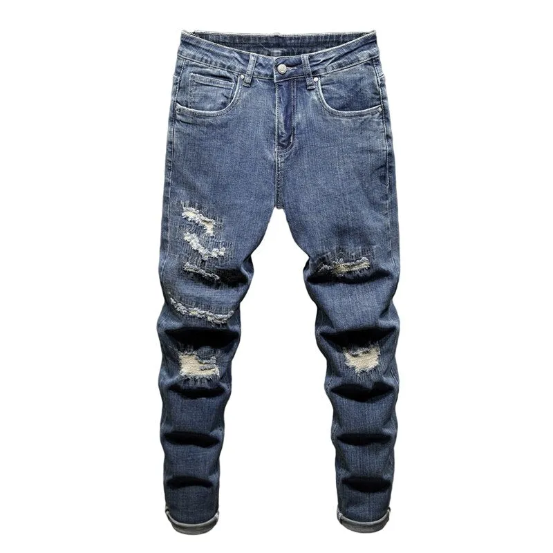 West Louis Distressed Ripped Hip Hop Style Denim Jeans