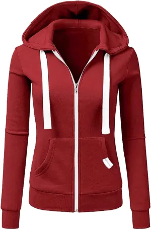 Womens Zip Up Hoodies Long Sleeve Slim Fit Hooded Sweatshirts 2024 Casual Lightweight Jacket Streetwear Hoodies